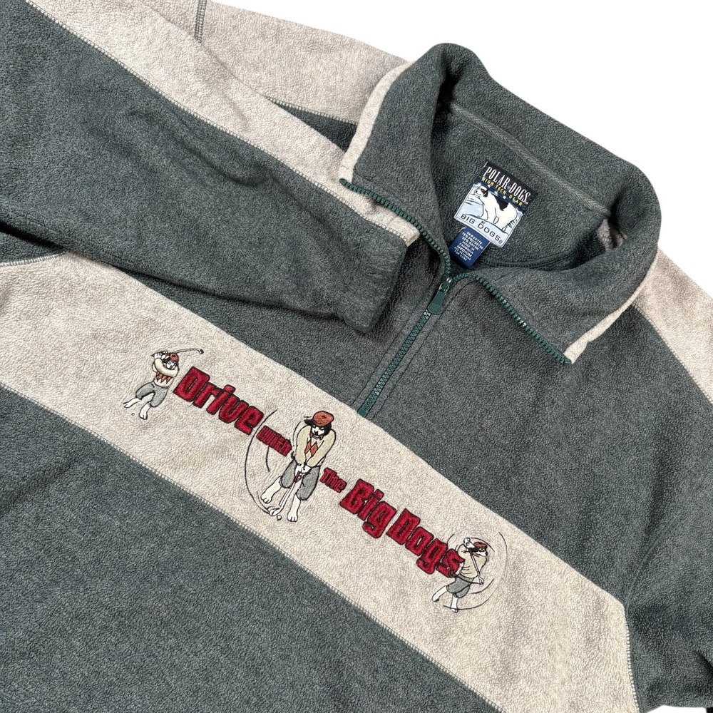 Big Dogs vintage‎ polar dog 1/4 Zip pullover sweater High Tech Gear oversized M
